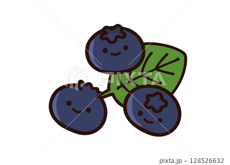 可愛いブルーベリーのキャラクターイラスト 128526632