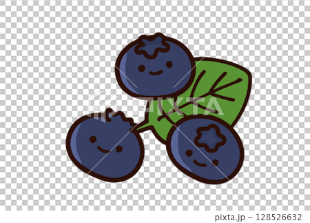 可愛いブルーベリーのキャラクターイラスト 128526632