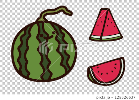 可愛いスイカのキャラクターイラスト 128526637