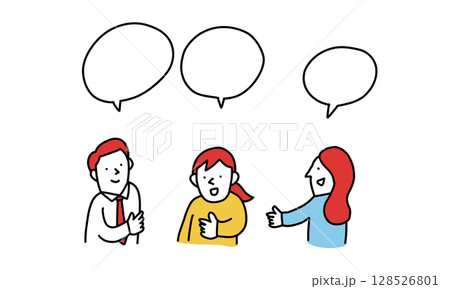 会話する男女3人のイラスト 会話する男女3人のイラスト 128526801