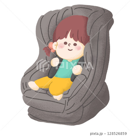 チャイルドシートに座ってお出かけしている子どものイラスト チャイルドシートに座ってお出かけしている子どものイラスト 128526859