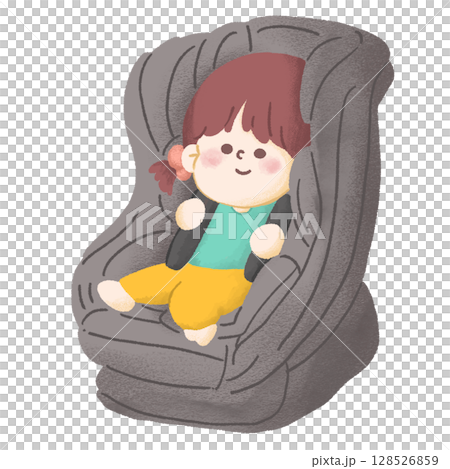 チャイルドシートに座ってお出かけしている子どものイラスト チャイルドシートに座ってお出かけしている子どものイラスト 128526859