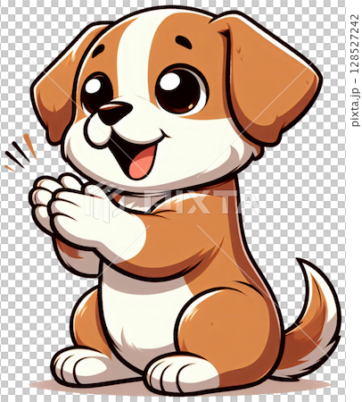 A dog clapping its front paws while sitting...のイラスト素材 [128527242] - PIXTA