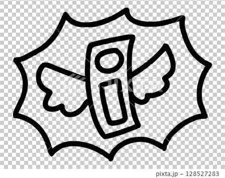 手描き風吹き出しポップイラスト 飛ぶお札 線画 手描き風吹き出しポップイラスト 飛ぶお札 線画 128527283