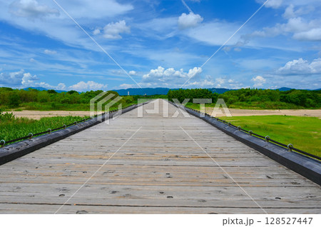 流れ橋　日本最長級の木造橋　八幡市 128527447