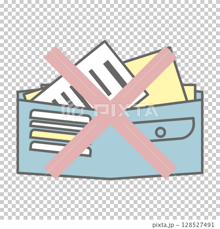 帶有十字標記和收據的淺藍色錢包插圖 128527491