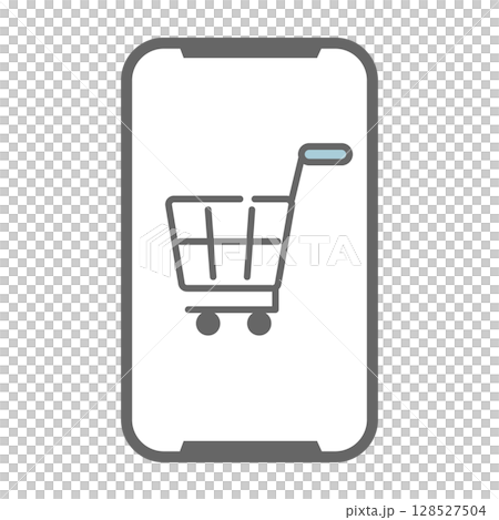 智慧型手機上的線上購物圖標 128527504