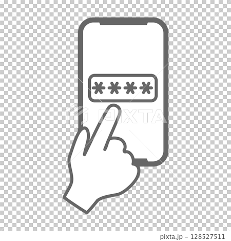 Illustration of entering a password on a smartphone Illustration of entering a password on a smartphone 128527511