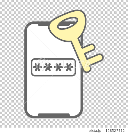 Illustration of password field and key on smartphone screen Illustration of password field and key on smartphone screen 128527512