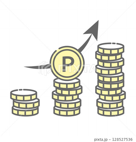 ポイントが増加・上昇しているアイコン 128527536