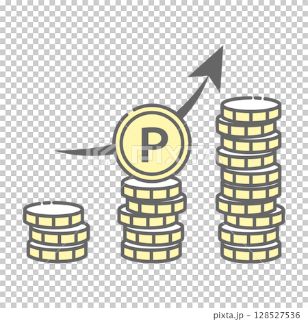 ポイントが増加・上昇しているアイコン 128527536