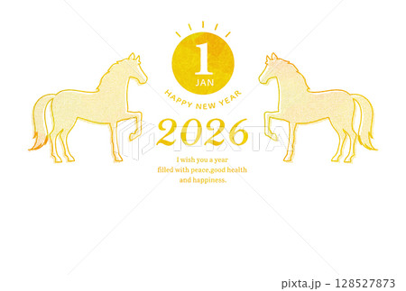 午年　年賀状　北欧風　和風 128527873