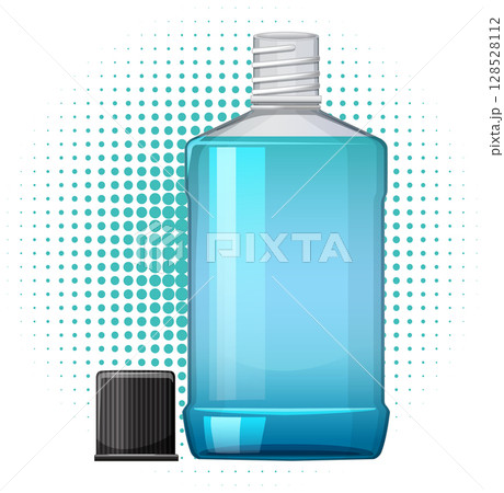 Blue Mouthwash Bottle Vector Illustration 128528112