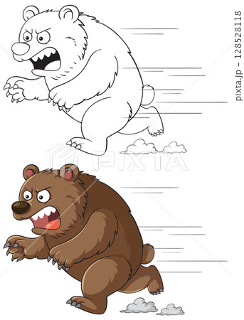 Cartoon Bear Running with Speed Lines 128528118
