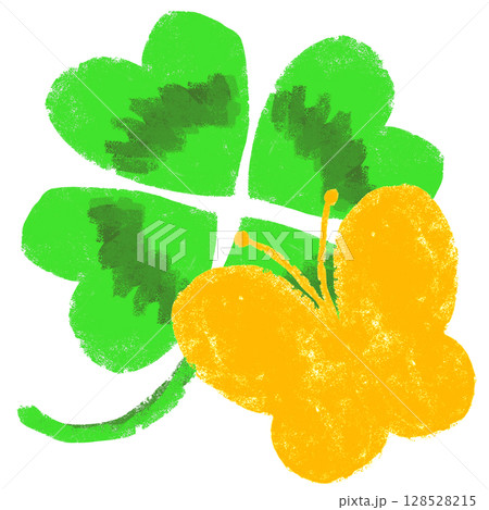 クレヨンタッチ　蝶々イメージ　クローバーと蝶々 128528215
