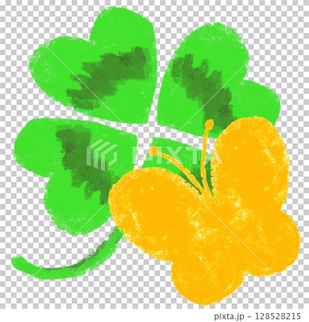 クレヨンタッチ　蝶々イメージ　クローバーと蝶々 128528215