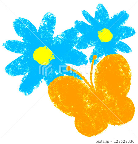 クレヨンタッチ 植物と蝶々 クレヨンタッチ 植物と蝶々 128528330