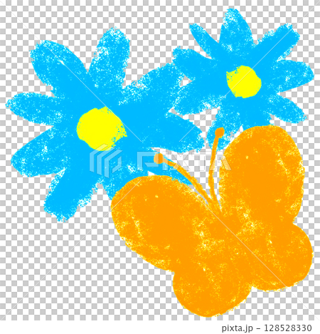 クレヨンタッチ 植物と蝶々 クレヨンタッチ 植物と蝶々 128528330