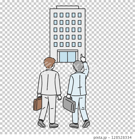 Back view of a businessman heading towards an office building Back view of a businessman heading towards an office building 128528334
