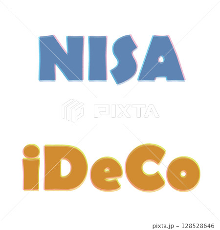 NISAとiDeCoの版ずれしたロゴ NISAとiDeCoの版ずれしたロゴ 128528646