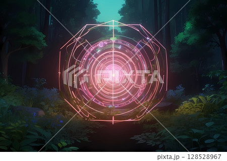ゲーム背景 ジャングル未来的デジタルワールドのレーダー照準	 ゲーム背景 ジャングル未来的デジタルワールドのレーダー照準	 128528967