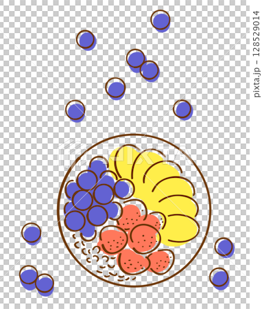 アサイーボウルの手描きイラスト 128529014