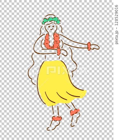手繪的草裙舞女孩插圖 128529016