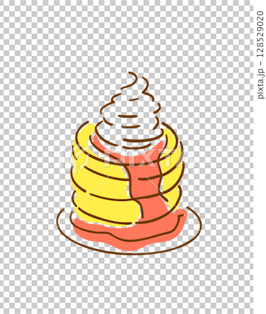 ハワイアンパンケーキの手描きイラスト 128529020