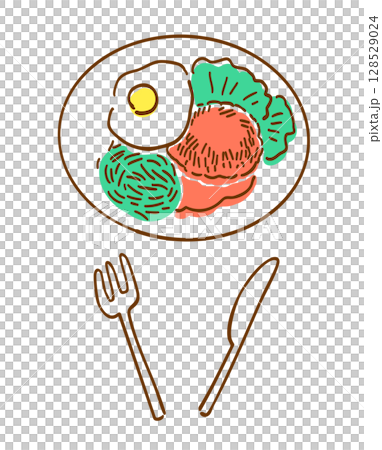 ロコモコの手描きイラスト 128529024