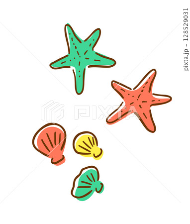ヒトデの手描きイラスト 128529031