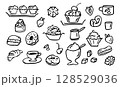 Set of sweet food black doodles 128529036