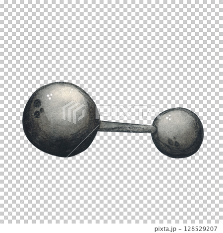 Black barbell watercolor illustration in children's style 128529207