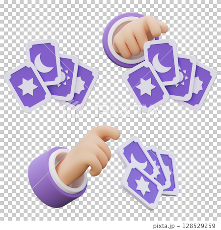 cartoon style Hands that choose tarot cards 3D icon 128529259