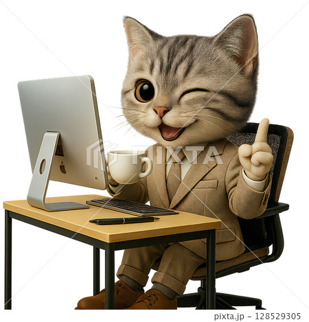 ビジネスマン猫-アドバイス 128529305