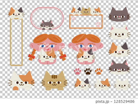 ねことフレームのセット 128529486