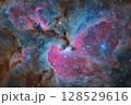 Colorful nebula and distant galaxies in deep space, cosmic clouds of gas and stars. Elements of this image furnished by NASA 128529616