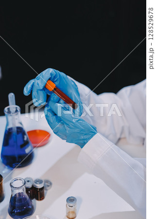 Modern Empty Science Laboratory With Microscopes, Test Tubes And Other Laboratory Equipments 128529678
