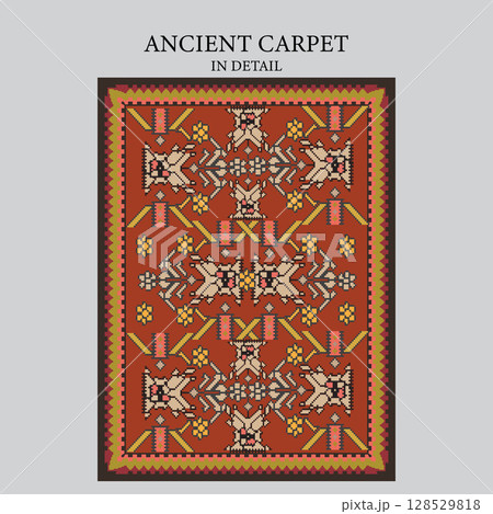 Vintage ancient eastern carpet in detail. 128529818