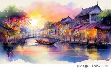 東南アジアの静かな朝の川 東南アジアの静かな朝の川 128529956