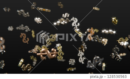 浮遊するドル記号・ペソ記号 128530563