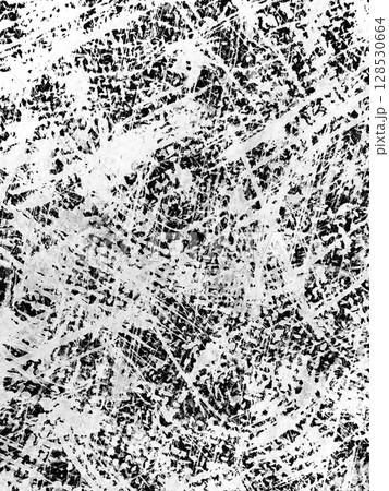 The artwork displays complex textures created by random scratches and lines, forming a captivating abstract design that invites viewer interpretation and emotional response. 128530664
