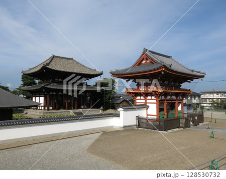 奈良市の喜光寺（南大門・本堂） 128530732