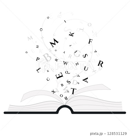 open book with letters 128531129