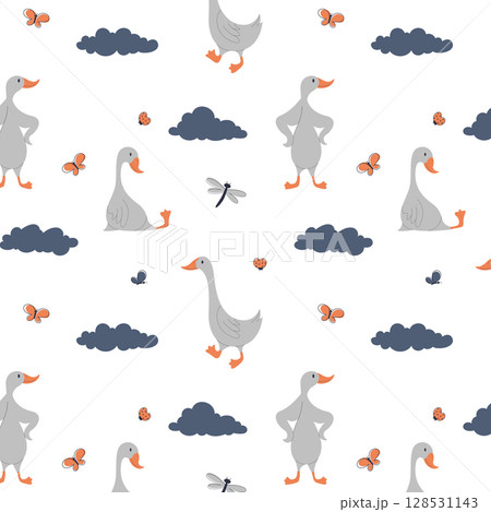 funny geese seamless pattern 128531143