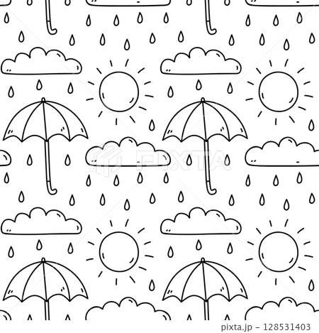 Cute seamless pattern with weather elements 128531403
