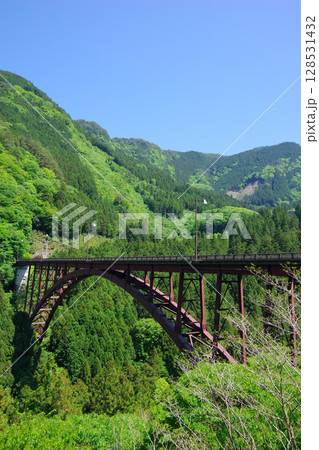 愛媛県四国中央市 銅山川に架かる藤原大橋 愛媛県四国中央市 銅山川に架かる藤原大橋 128531432