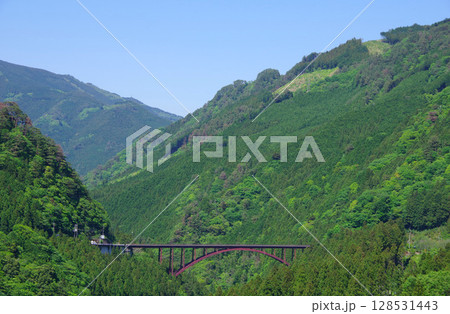 愛媛県四国中央市 銅山川に架かる藤原大橋 愛媛県四国中央市 銅山川に架かる藤原大橋 128531443