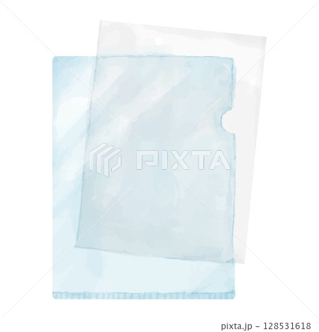 水彩画風のクリアファイルと紙 128531618