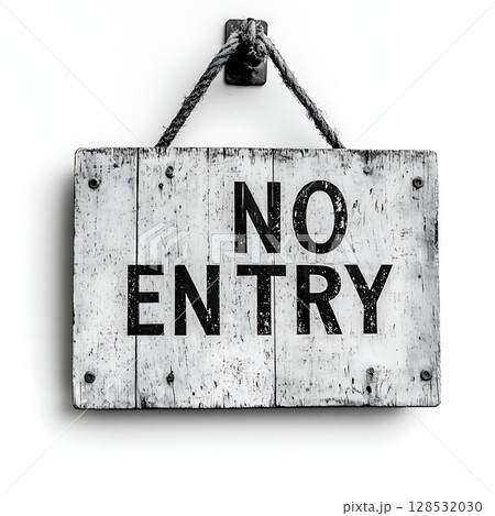 Vintage no entry sign with white lettering 128532030
