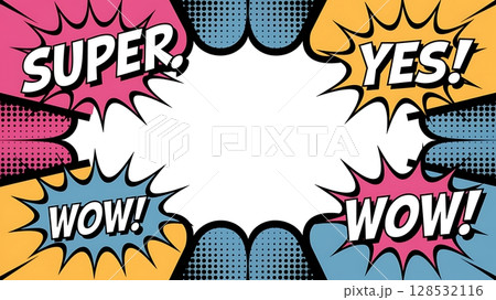 Comic Book Style Speech Bubbles with Positive Expressions Comic Book Style Speech Bubbles with Positive Expressions 128532116